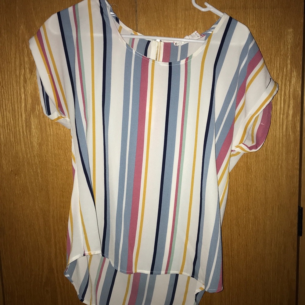 Striped short sleeve blouse